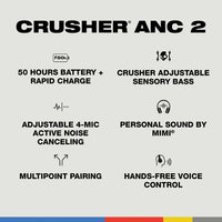 Skullcandy Crusher ANC 2 Wireless Over-Ear in Bone/Orange Glow Color 