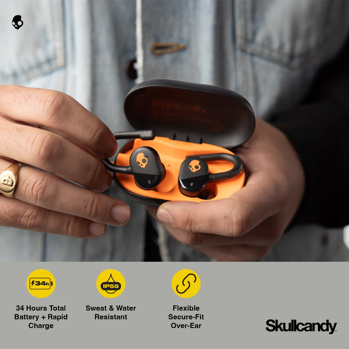 Skullcandy Push Play Active True Wireless In-Ear in Black/Orange Color 4