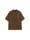 Stars Ripped Mock Neck T-Shirt in Brown Color