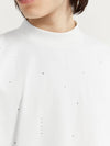 Stars Ripped Mock Neck T-Shirt in White Color 3