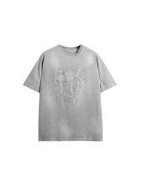 Symbols Acid Wash T-Shirt in Grey Color