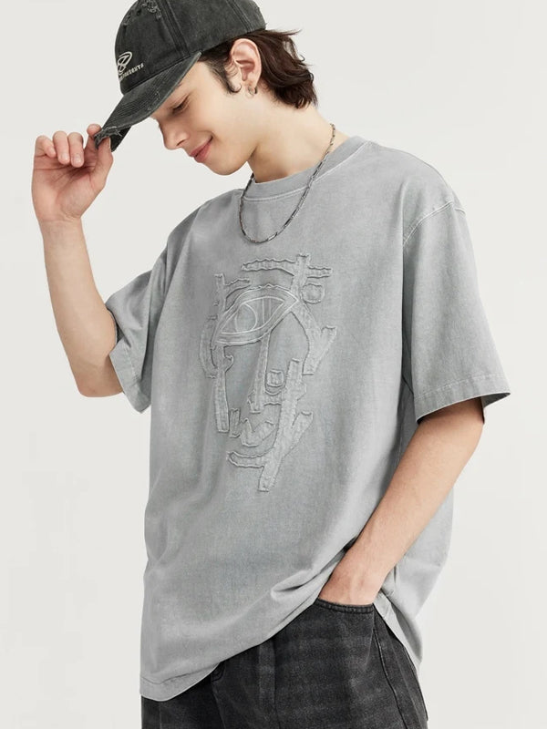 Symbols Acid Wash T-Shirt in Grey Color 6