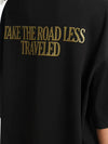 "Take The Road Less Traveled" Foam Print T-Shirt in Black Color 3