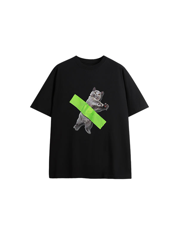 Tape The Cat T-Shirt in Black Color