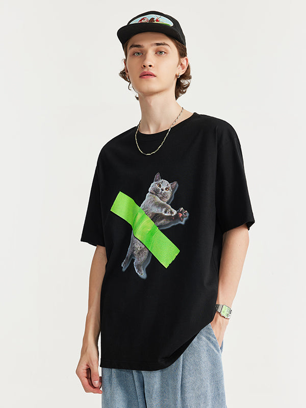 Tape The Cat T-Shirt in Black Color 3