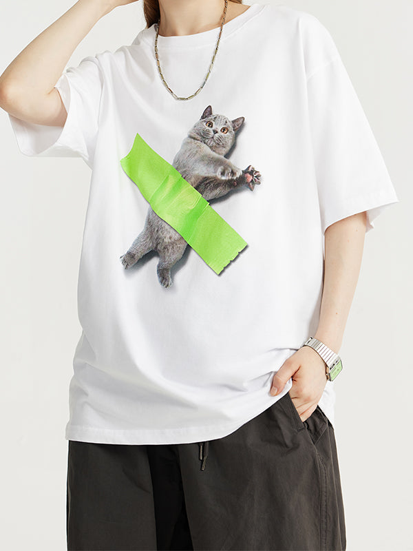 Tape The Cat T-Shirt in White Color 3