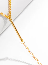 Tassel Chain with Rectangle Pendant Necklace in Gold Color 2