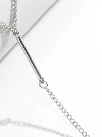 Tassel Chain with Rectangle Pendant Necklace in Silver Color 2