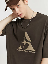 Textured A Brightest Star T-Shirt in Brown Color 3