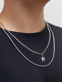 Thin Chain with Stars Pendant Necklace Set 3