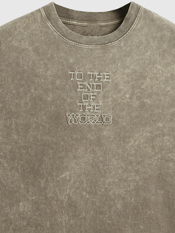 To The End Of The World Embroidered Washed T-Shirt detail 2