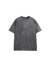 To The End Of The World Embroidered Washed T-Shirt in Grey Color