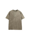 To The End Of The World Embroidered Washed T-Shirt in Khaki Color