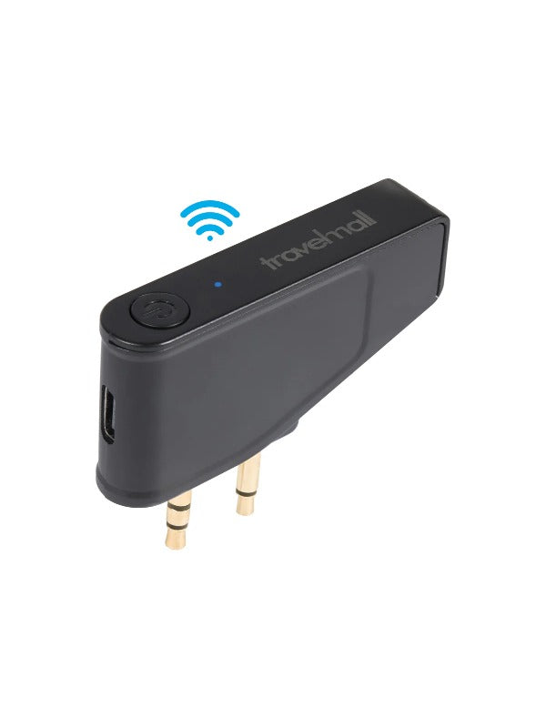 Travelmall 2-in-1 Airplane Pro Headphone-Jack Bluetooth Adapter with Foldable Dual Prong Jack
