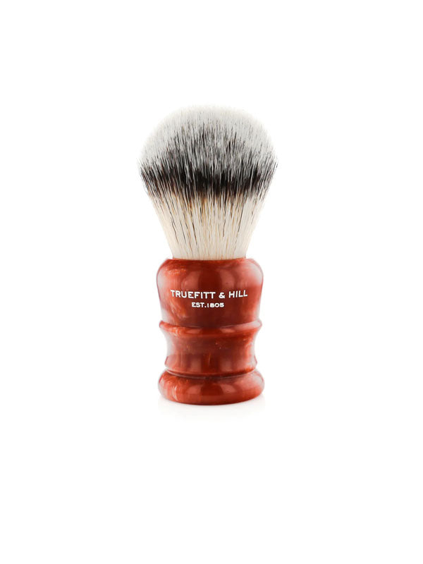 Truefitt & Hill Wellington Shaving Brush Synthetic Bulb Knot Faux Red Marble Color