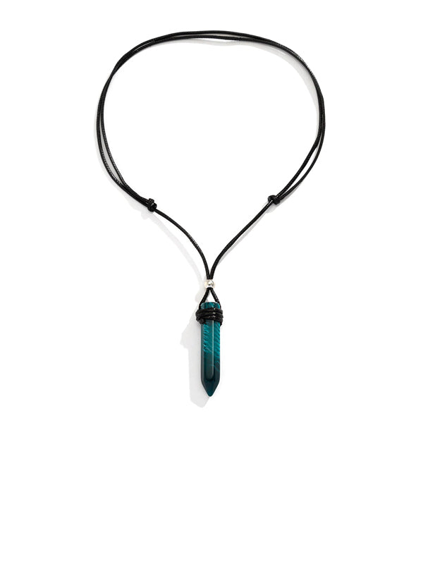 Turquoise Resin Pendant with Rope Necklace