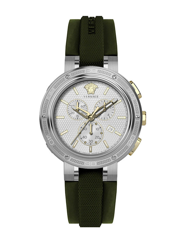 Versace Chronograph Black Silicon Strap Watch