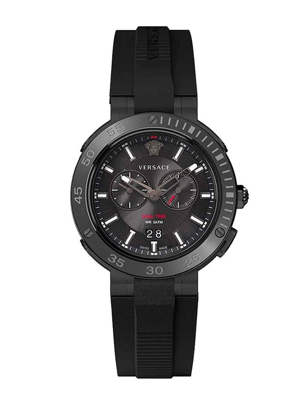 Versace Chronograph Black Silicon Strap Watch