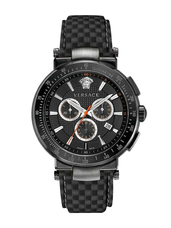 Versace Chronograph Black Steel Strap Watch