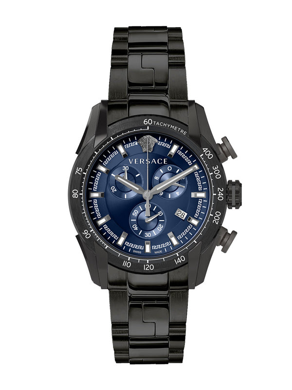 Versace Chronograph Black Steel Strap Watch