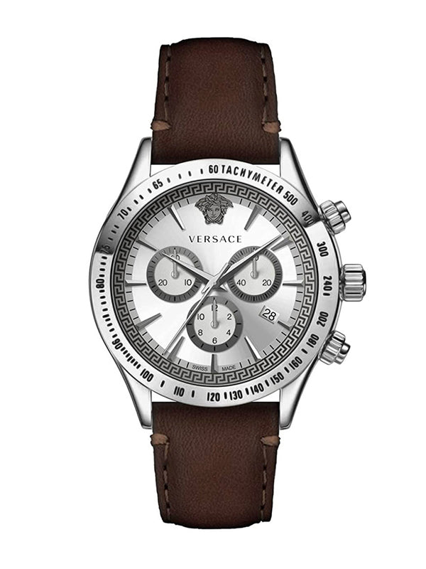 Versace Chronograph Brown Leather Strap Watch