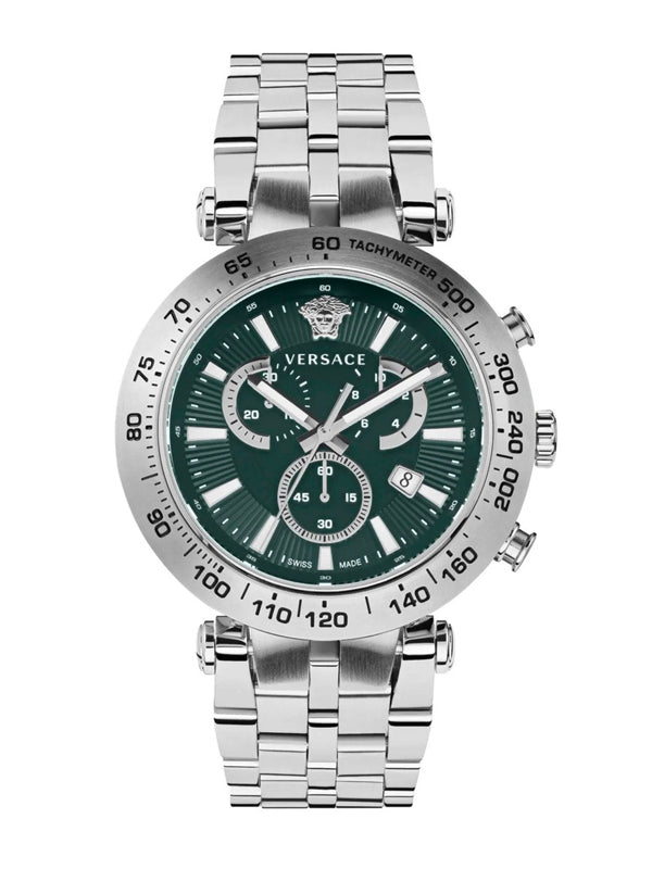 Versace Chronograph Silver Grey Steel Strap Watch