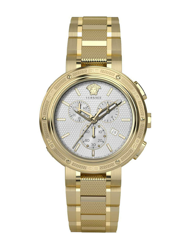 Versace Chronograph Yellow Gold Steel Strap Watch