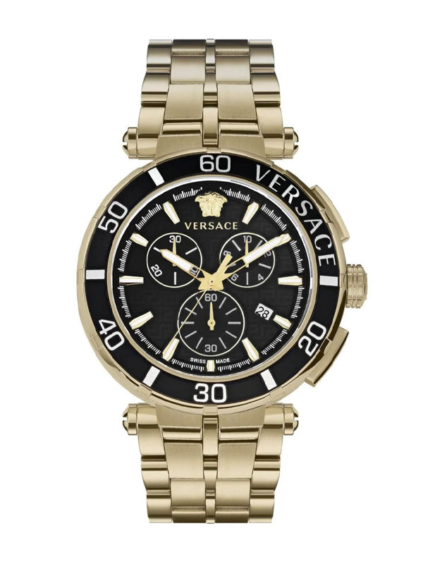 Versace Chronograph Yellow Gold Steel Strap Watch