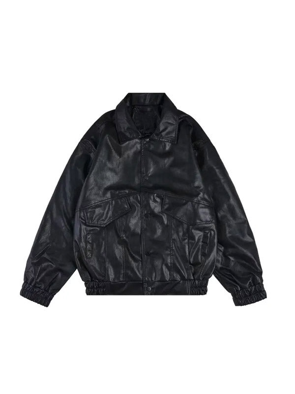 Vintage Leather Jacket in Black Color