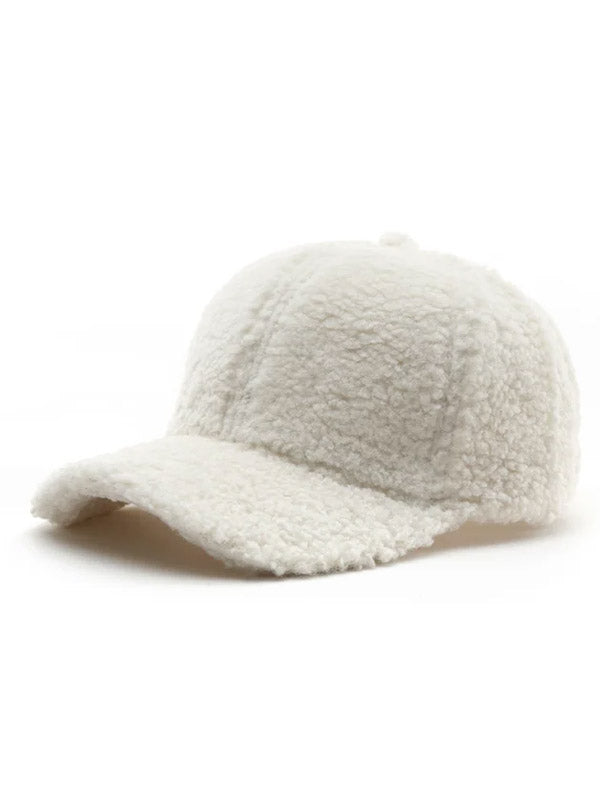 White Artificial Wool Cap