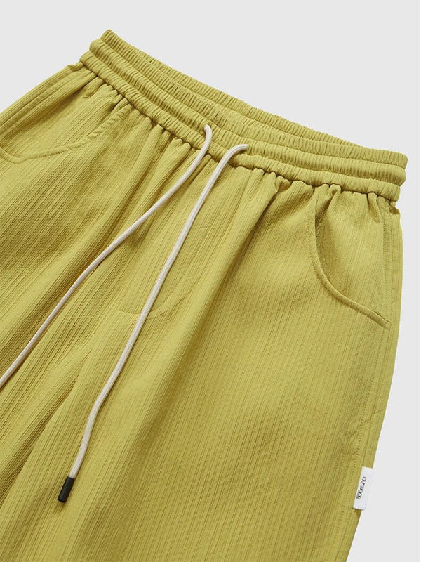 Yellow Wide Leg Pants with Adjustable Leg Open