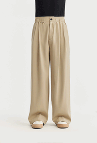 Wide Leg Trousers in Khaki Color gif