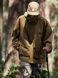 Wind and Waterproof Jacket (with mini compass on zip) in Brown Color 3