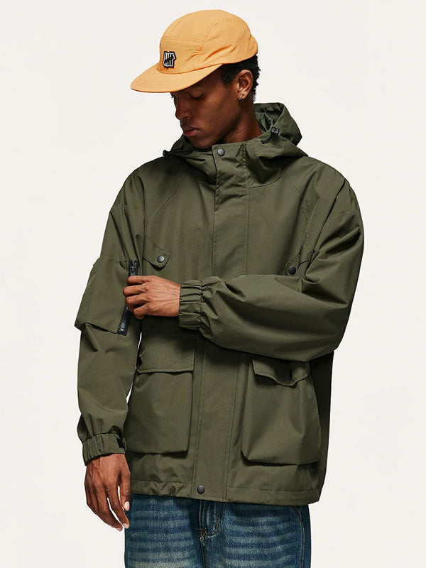 Wind and Waterproof Jacket (with mini compass on zip) in Green Color 3