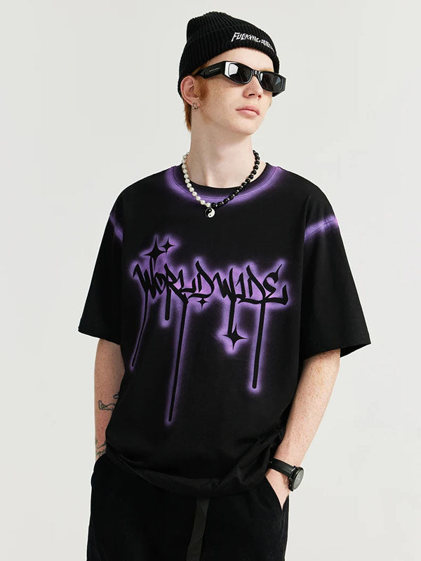 "Worldwide" Graffiti T-Shirt in Black Color 3