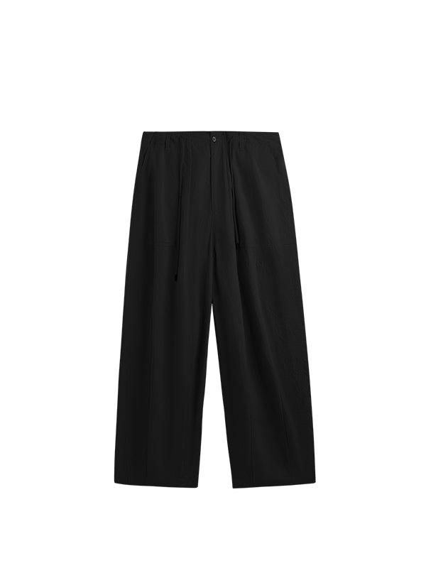 Wrinkled Baggy Pants in Black Color