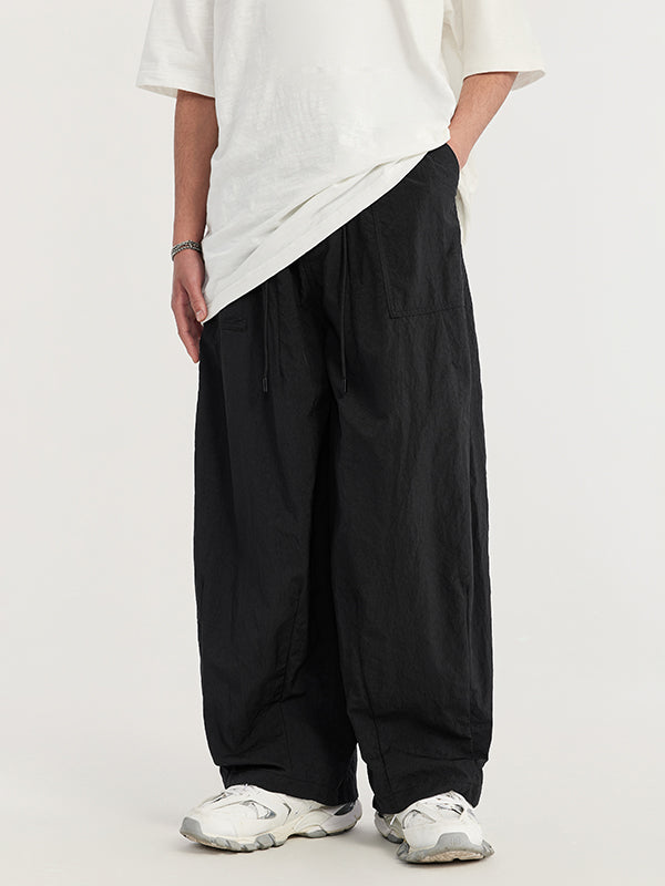 Wrinkled Baggy Pants in Black Color 3