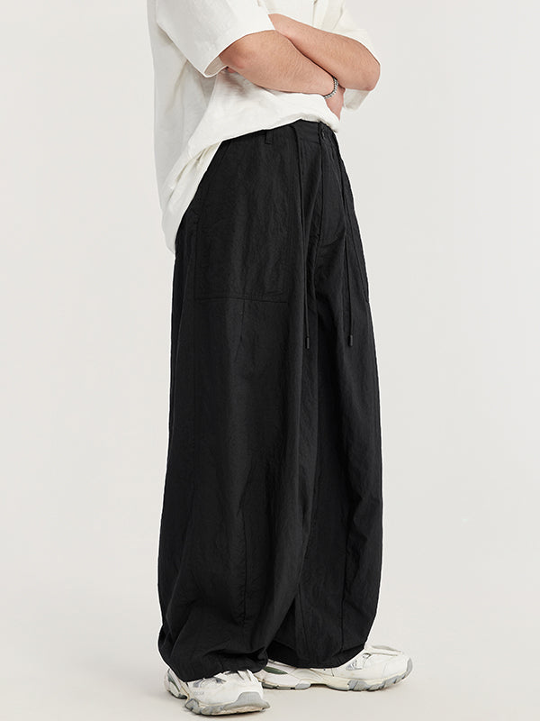 Wrinkled Baggy Pants in Black Color 4