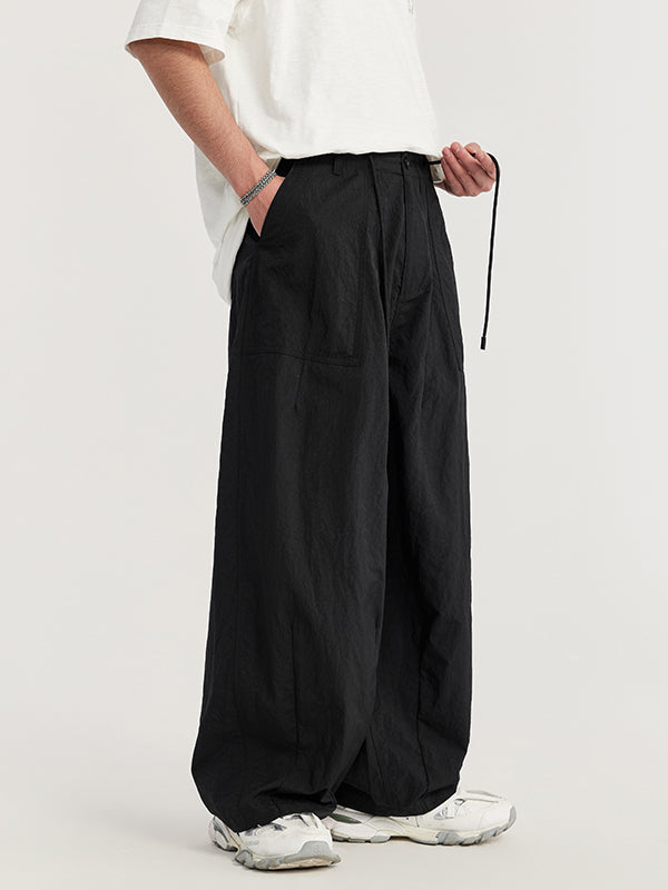 Wrinkled Baggy Pants in Black Color 5