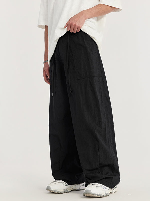 Wrinkled Baggy Pants in Black Color 6