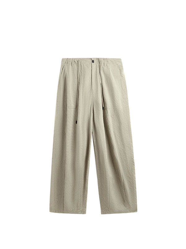 Wrinkled Baggy Pants in Khaki Color