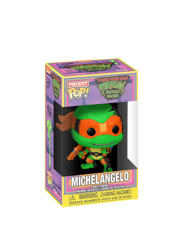 [YOUTH SIZING] Funko Teenage Mutant Ninja Turtles Mutant Mayhem Michelangelo Black Light Pocket Pop with T-Shirt 6