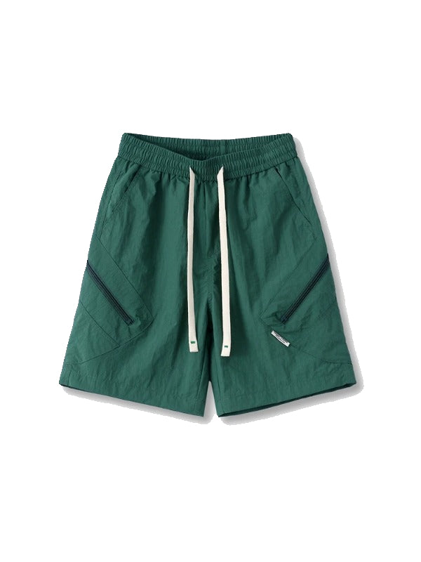 Zip Pocket Adventure Shorts in Green Color