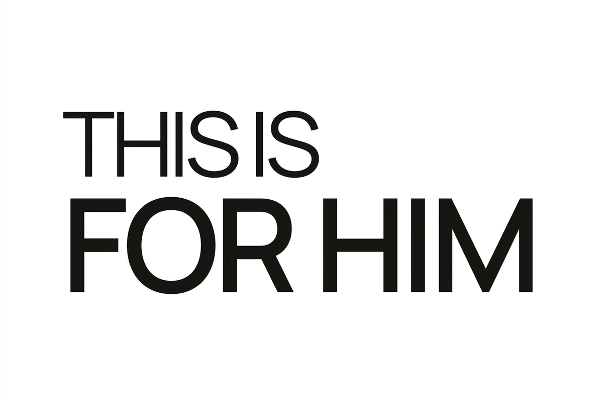 Black THIS IS FOR HIM logo on a white background