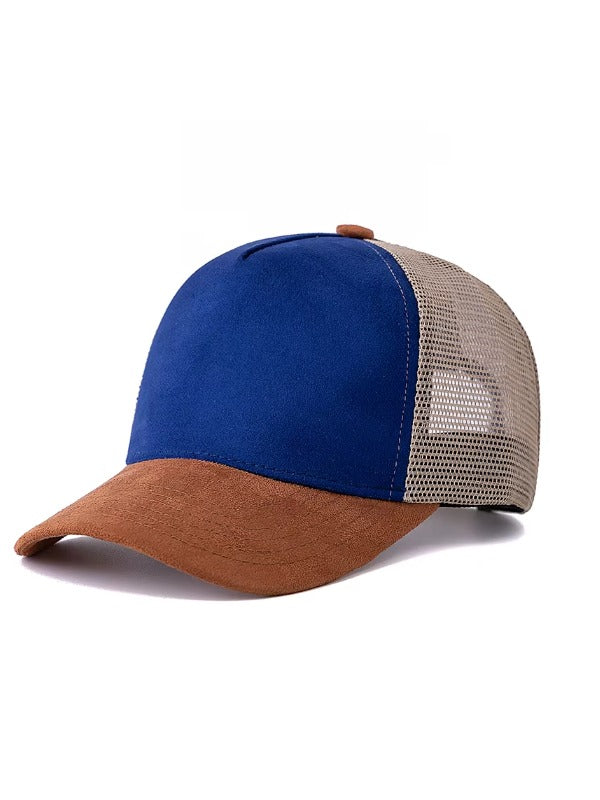 Camel Blue Curved Brim Trucker Cap