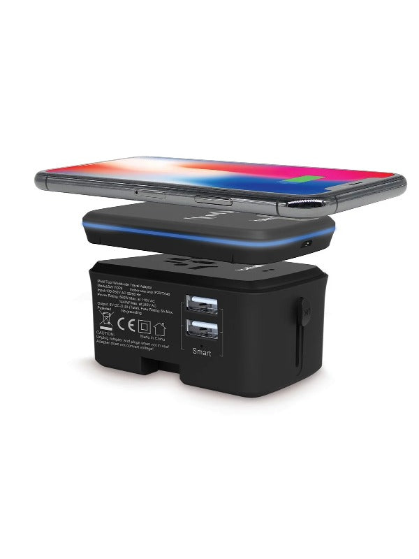 Travelmall Multi-functional Travel Adaptor with 10W Wireless Charger