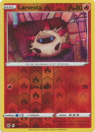 Pokemon Sword & Shield Crown Zenith Larvesta Card reverse holo
