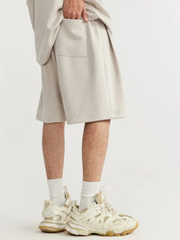 Embossed "Protection" Suede T-Shirt & Shorts Set in Beige Color 11