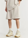 Embossed "Protection" Suede T-Shirt & Shorts Set in Beige Color 9