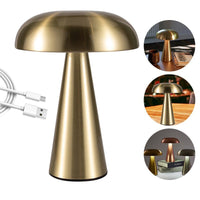 Mushroom Table Lamp – Cordless Rechargeable LED with 3-Level Touch Dimmer